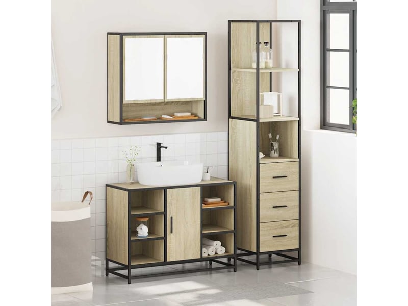  Ensemble de meubles de salle de bain 3 pcs chêne sonoma cf63772  - Conforama C