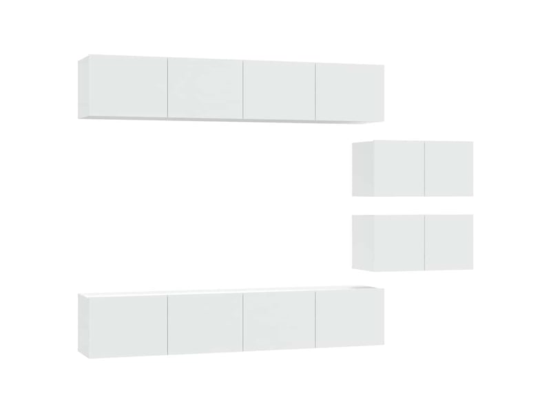  Ensemble de meubles tv - banc tv - meuble de rangement 6 pcs blanc bois d'ingénierie  - Conforama A