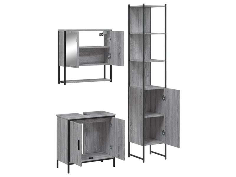  Ensemble de meubles de salle de bain 3 pcs sonoma gris cf63820  - Conforama D