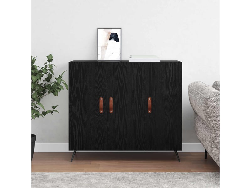  Buffet - bahut - meuble de rangement chêne noir 89,5 x 34 x 80 cm bois d'ingénierie  - Conforama D