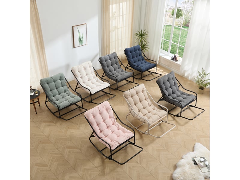  Fauteuil à bascule extérieur 75x116x82 cm – gris et noir – coussin épais et balancement réglable sécurisé  - Conforama B
