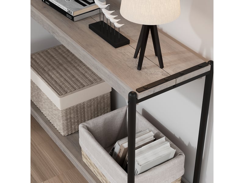  Table console d'entrée, table de hall, meuble de rangement 2 niveaux, 100 x 35 x 65 cm, gris  - Conforama D