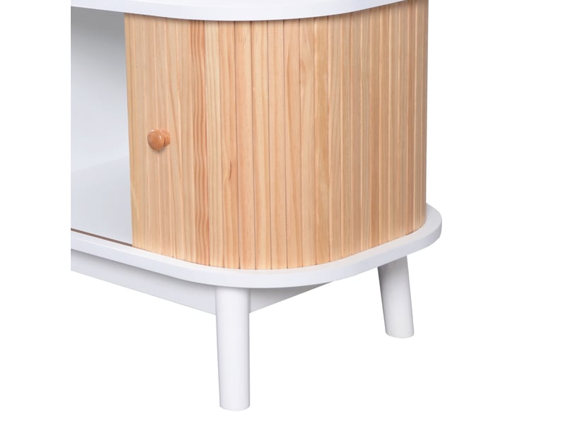 Meuble tv - rotin naturel - finition crème - pieds massifs - 170x46 cm - style campagne  - Conforama W