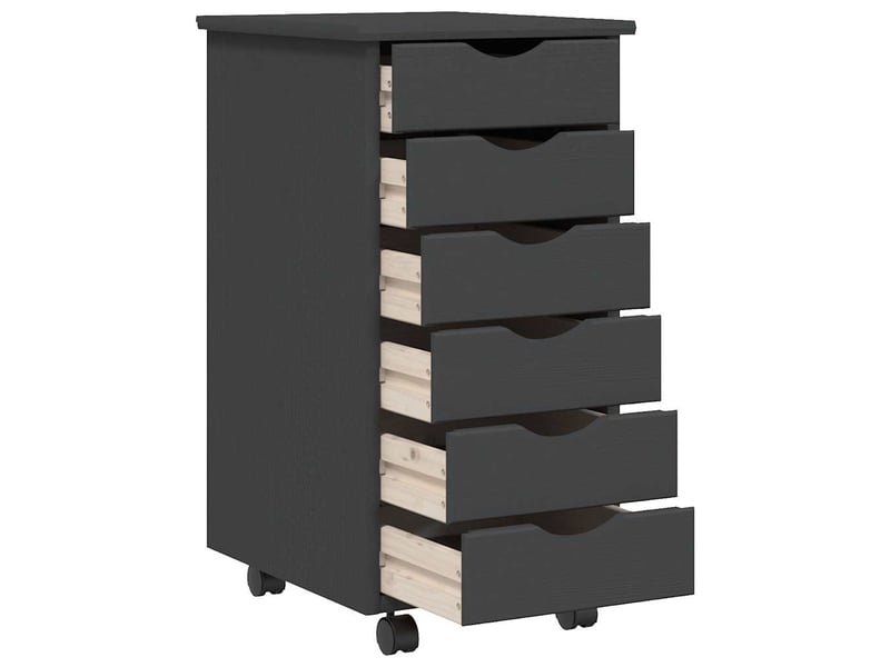  Armoire de rangement roulante avec tiroirs moss gris bois de pin solide shl2535  - Conforama D