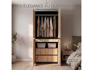 Armoire WELLTIN coloris bois clair largeur 135 cm