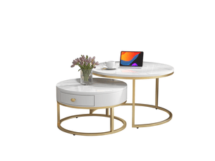 Table basse rond(e) coloris blanc ULEVR  - 70 cmx50 cm