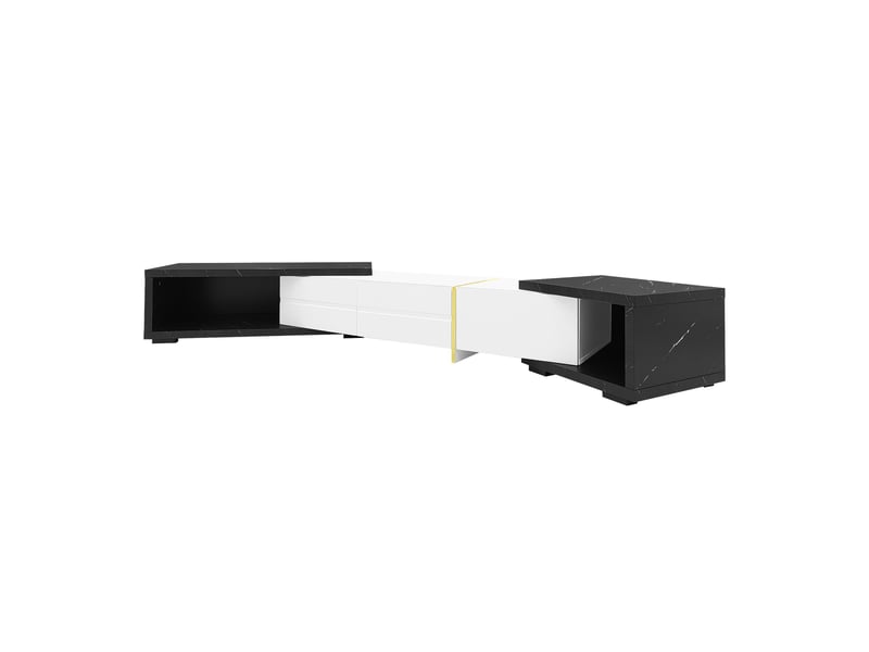  Meuble tv noir, rangement, gestion des câbles, design moderne, façade texturée, structure robuste, finition haut de gamme - salon  - Conforama B