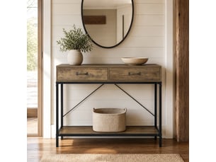 Console 2 tiroir(s)  coloris marron WISHDOR 