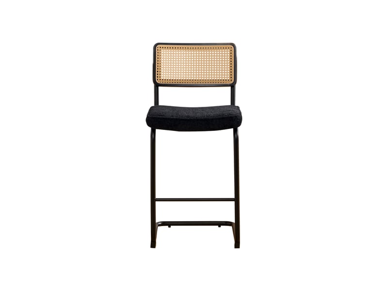  Lot de 2 tabourets de bar en tissu chenille noir, pieds en métal W5171P479848 - Conforama A