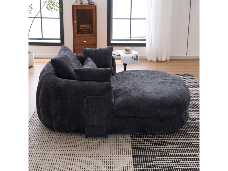  Méridienne oversize en chenille, fauteuil lounge nuage profond pour salon, chambre, lecture  - Conforama E