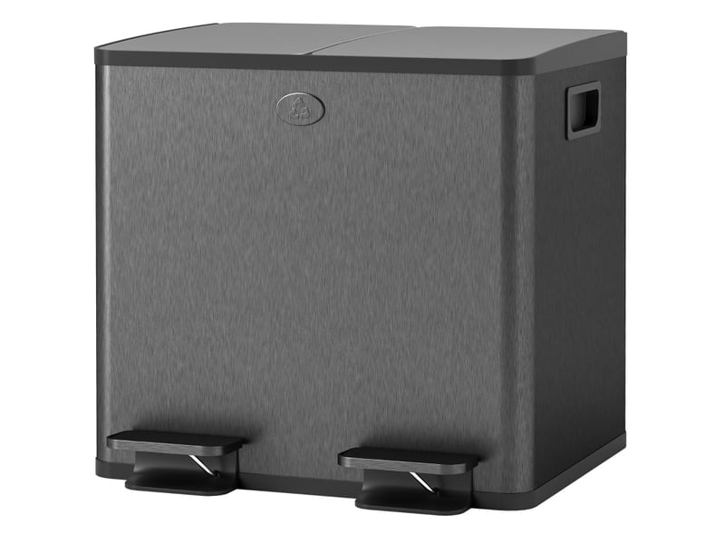 Poubelle double 2 x 15 l à pédale avec couvercle fermeture douce evryae - Conforama A