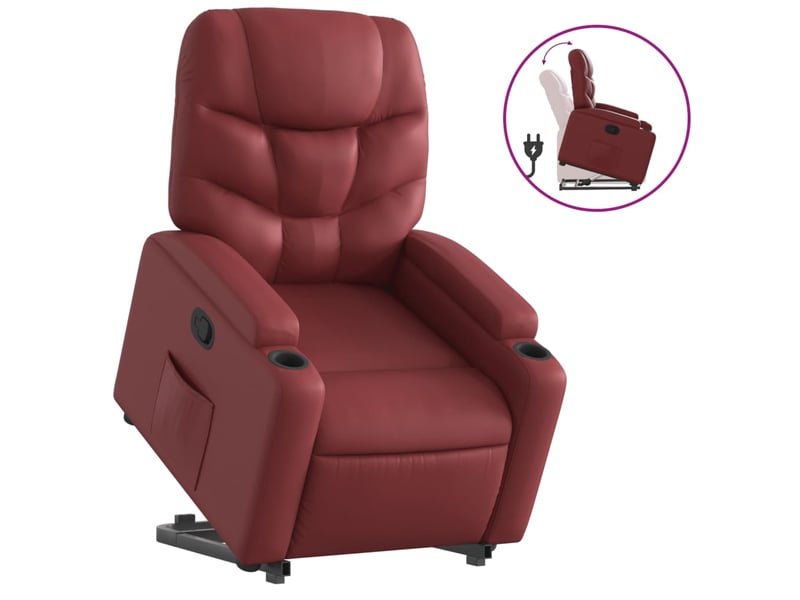  Fauteuil inclinable, fauteuil relax salon rouge bordeaux similicuir shl78540  - Conforama A