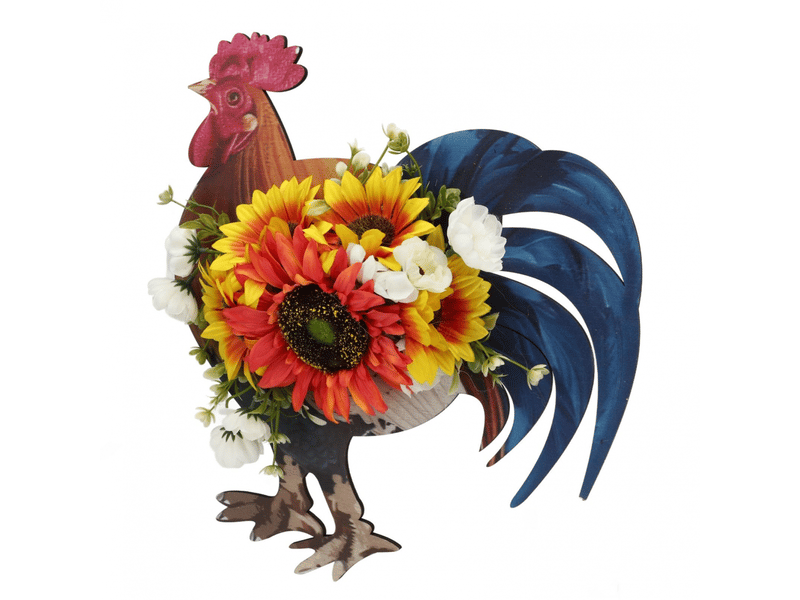 Couronne de porte rustique en forme de poule, magnifique guirlande murale en forme de tournesol simulé, décoration pour la ferme, le jour de l'in - Conforama E