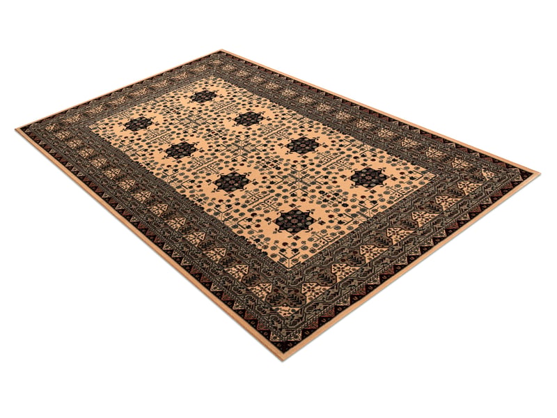  Tapis en laine kashqai 4302 103 oriental, cadre beige   vert 135x200 cm  - Conforama C