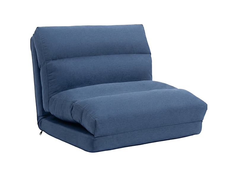  Fauteuil de sol relax convertible bleu foncé, dossier réglable 5 positions, couchage 203 cm  - Conforama A