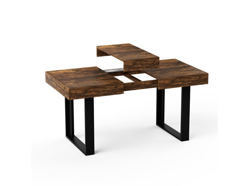  Table à manger extensible 120-160 cm, style rétro, marron rustique, 8 personnes  - Conforama E