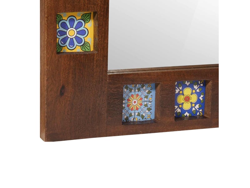  Miroir de salle de bain, miroir de toilette avec stockage noyer 50 x 70 x 2,5 cm cf62532  - Conforama D