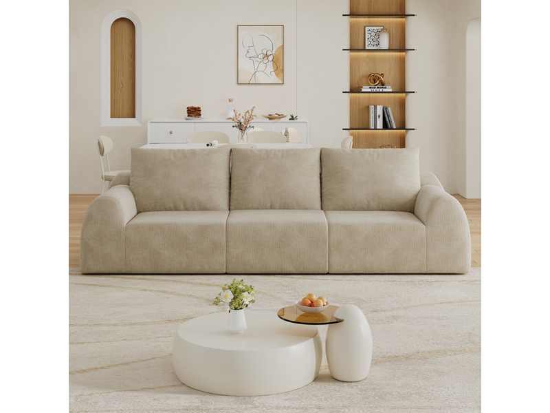  Canapé de salon, canapé pour séjour, kaki, sans montage, format compressé, 257 cm, pour salon, appartement, chambre  - Conforama C