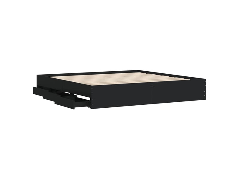  Lit double- lit adulte -  cadre de lit avec tiroirs sans matelas noir 200x200 cm  - Conforama D