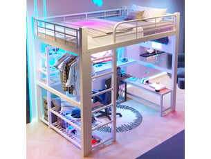 Lit mezzanine 140x200 cm <strong>STILVORA</strong> <strong></strong> coloris blanc