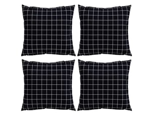 Lot de 4 coussins éparpillés tissu en polyester carreaux noirs cf60898