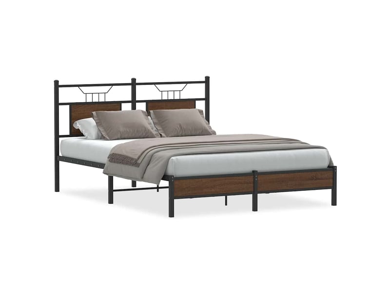  Lit double- lit adulte -  cadre de lit sans matelas chêne marron 150x200 cm  - Conforama A