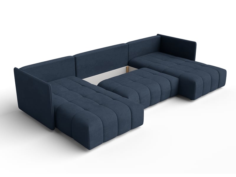  Canapé panoramique convertible veliro canapé en u bleu 353cm VeliroU - Conforama E