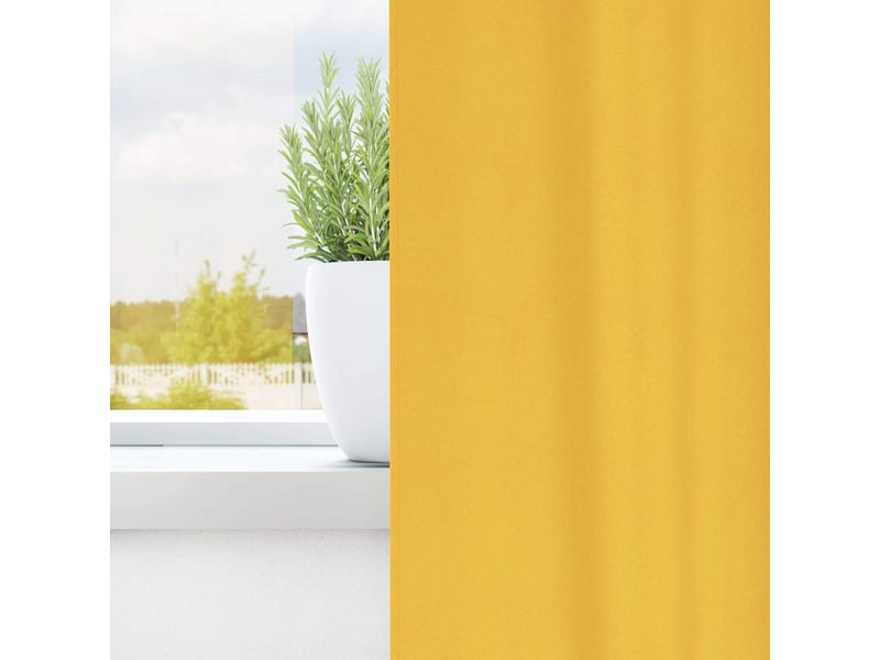 Lot de 2 rideaux occultants, rideaux black-out avec anneaux jaune moutarde polyester cf44681 - Conforama C