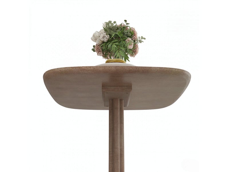  Table à manger carrée 70x70 cm – marron – 4 personnes, plateau épais de 2,5 cm, pied central stable  - Conforama E