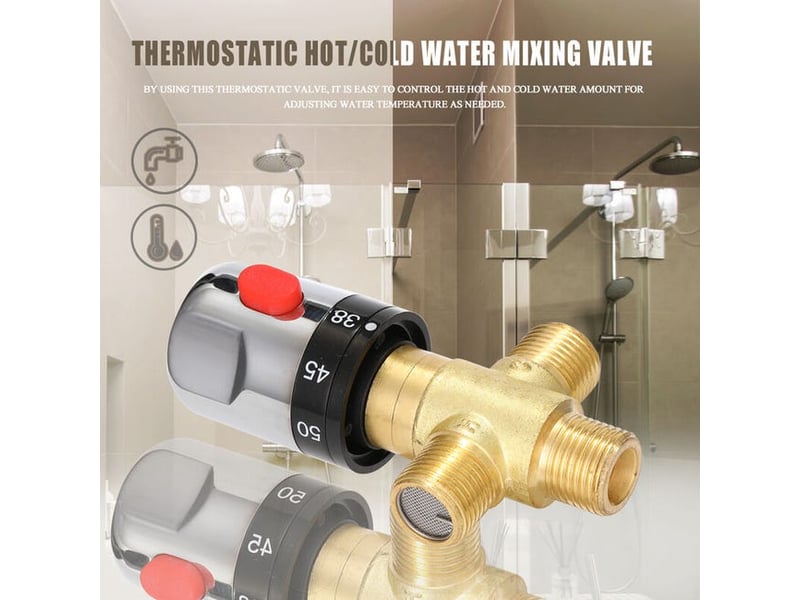 Mitigeur thermostatique réglable de salle de bain mélangeur d'eau en laiton vanne de contrôle de température de mélange d'eau chaudefroide XLH-ZLS-013702ZLS - Conforama D