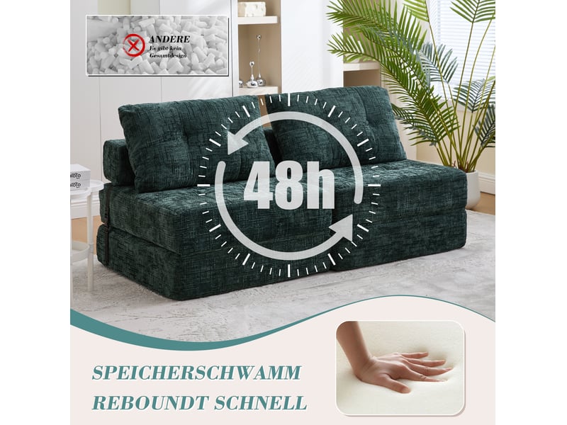  Canapé droit 79x79x57 cm, coussin, canapé simple, pour salon, chambre et bureau, confort doux, chenille, vert émeraude  - Conforama E