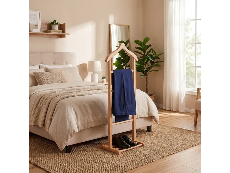  Valet de chambre en bois avec armoire simple beta single - bois neutre  - Conforama B