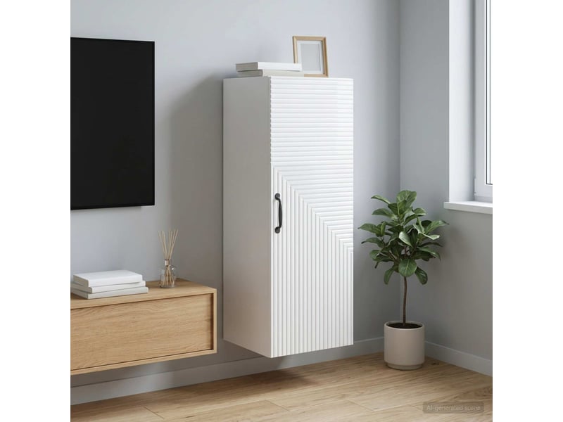  Armoire murale salon, meuble de rangement blanc brillant 33 x 34,5 x 90 cm shl4554  - Conforama B
