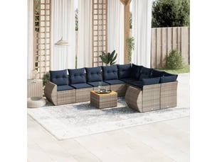 Vidaxl ensemble de canapé de jardin 10 pcs avec coussins gris résine tressée
