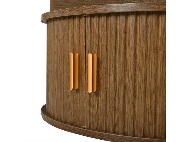  Table basse ronde 75 x 75 x 52 cm en mdf avec rangement, led et hauteur réglable couleur noyer chicfurn  - Conforama E