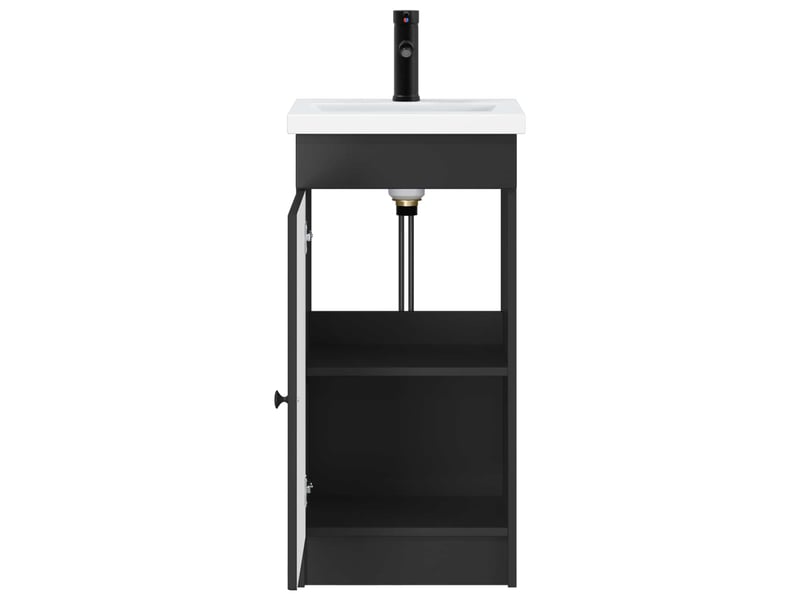 Meuble salle de bain avec évier, meuble de rangement noir 42x40x84.5 cm shl2702 - Conforama D