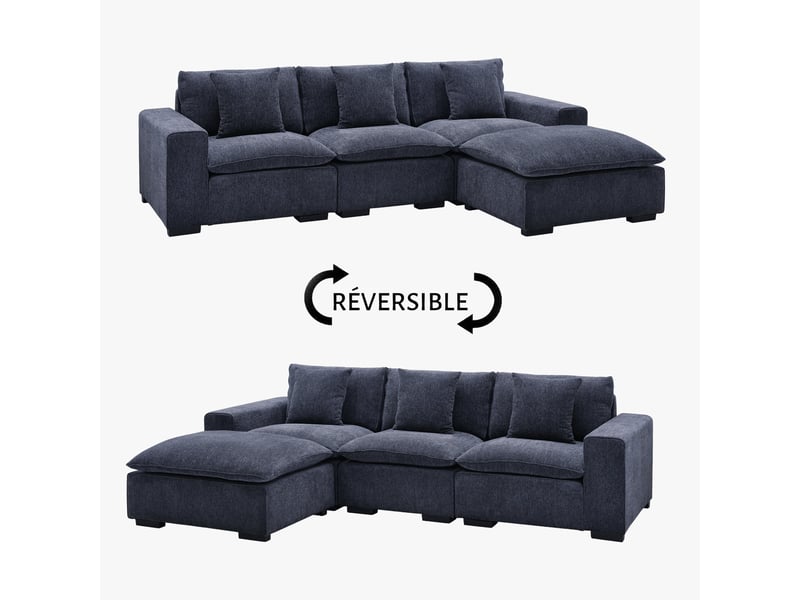 Canapé d'angle modulable et réversible en tissu bleu - Conforama E