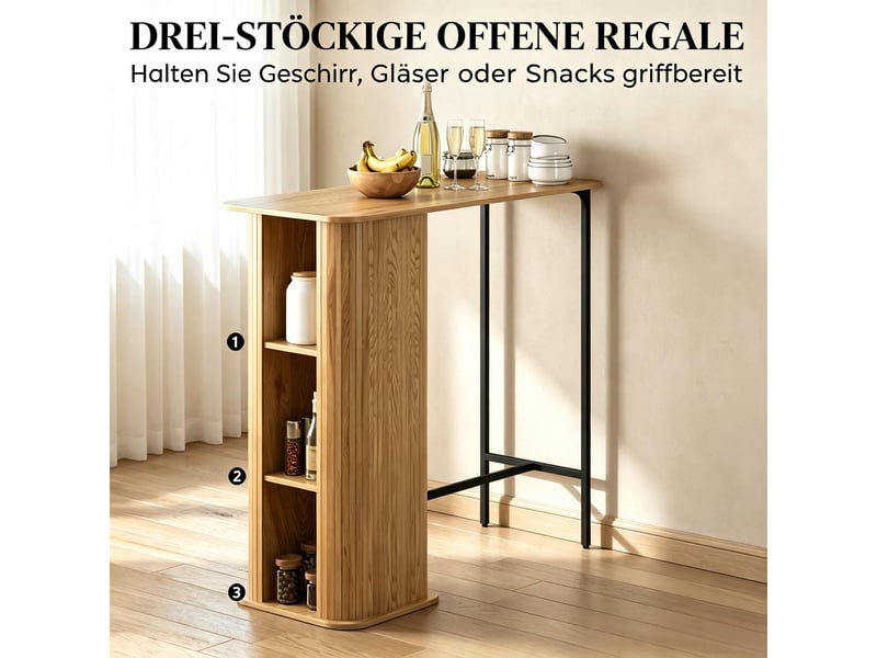  Table de bar avec 3 étagères de rangement et pieds en métal 112 x 50 x 106 cm T5828P563326 - Conforama E