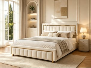 Lit coffre 180x200 cm EZSSW   coloris beige