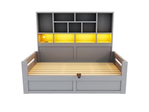 Lit avec rangement 90x200 cm <strong></strong> <strong></strong> coloris gris