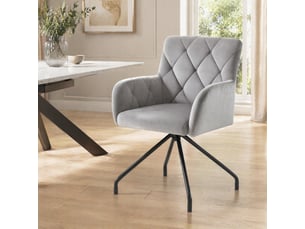 Chaise de salle à manger 2 pièces avec accoudoirs rembourrés et dossier ergonomique, en velours gris clair