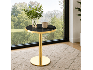 Table d'appoint ronde 60 x 60 x 74 cm – noir et doré – plateau uv et base stable en acier inoxydable