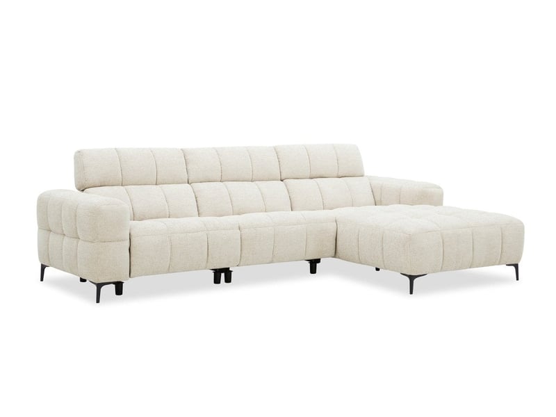  Canapé d'angle relax électrique en velours texturé beige edelmira - angle droit KM7965-3M-BEI - Conforama A