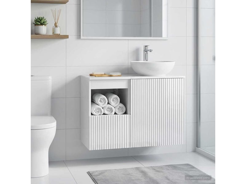  Armoire de salle de bain, meuble de rangement blanc brillant 30x44.5x50 cm  - Conforama B