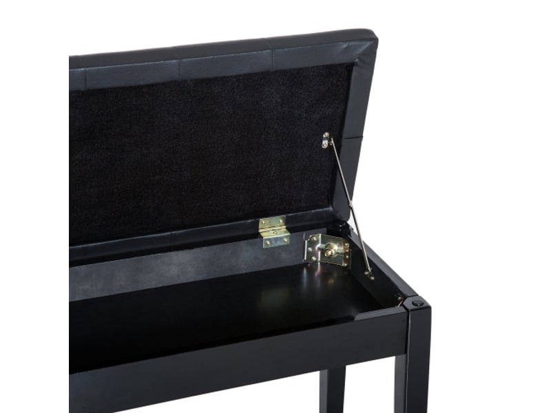  Banquette de piano classique avec rangement, bois d’hévéa, similicuir noir, 76 x 36 x 50 cm  - Conforama E