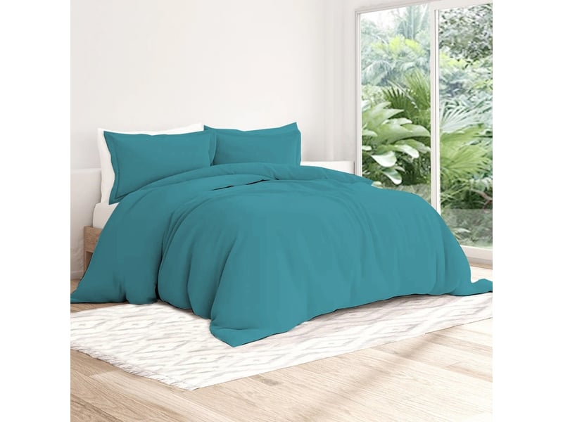  Housse de couette unie 100% percale de coton 80 fils + taie(s) 65x65 cm – fabriquée en europe – doux et respirant - oeko-tex®  - Conforama B