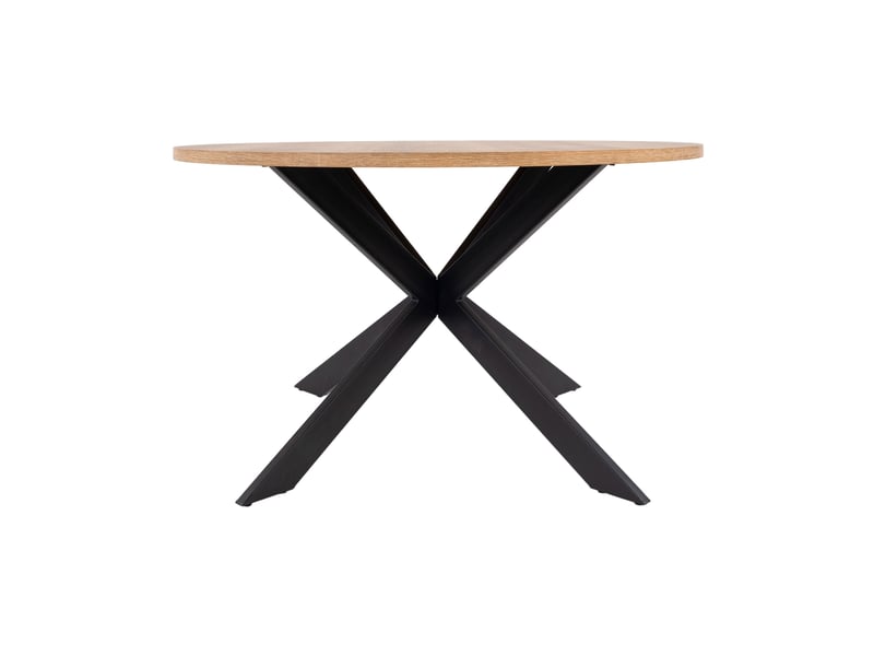 Ensemble table ronde naturel + 4 chaises en velours moutarde - dialo - Conforama E