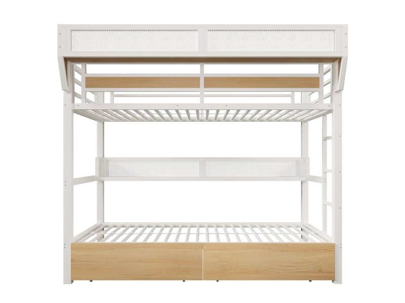  Lit mezzanine blanc 90 × 200 cm, led, étagère, panier de rangement et 2 tiroirs  - Conforama A