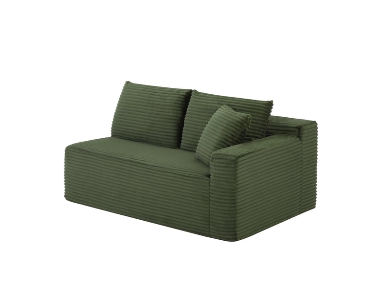 Canapé d'angle 3 places, forme l, canapé modulaire, méridienne généreuse, mousse à mémoire, vert  - Conforama D
