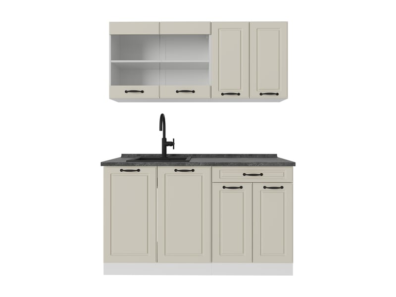 Vicco cuisine, sable campagneblanc, 140cm plan de travail anthracite - Conforama A